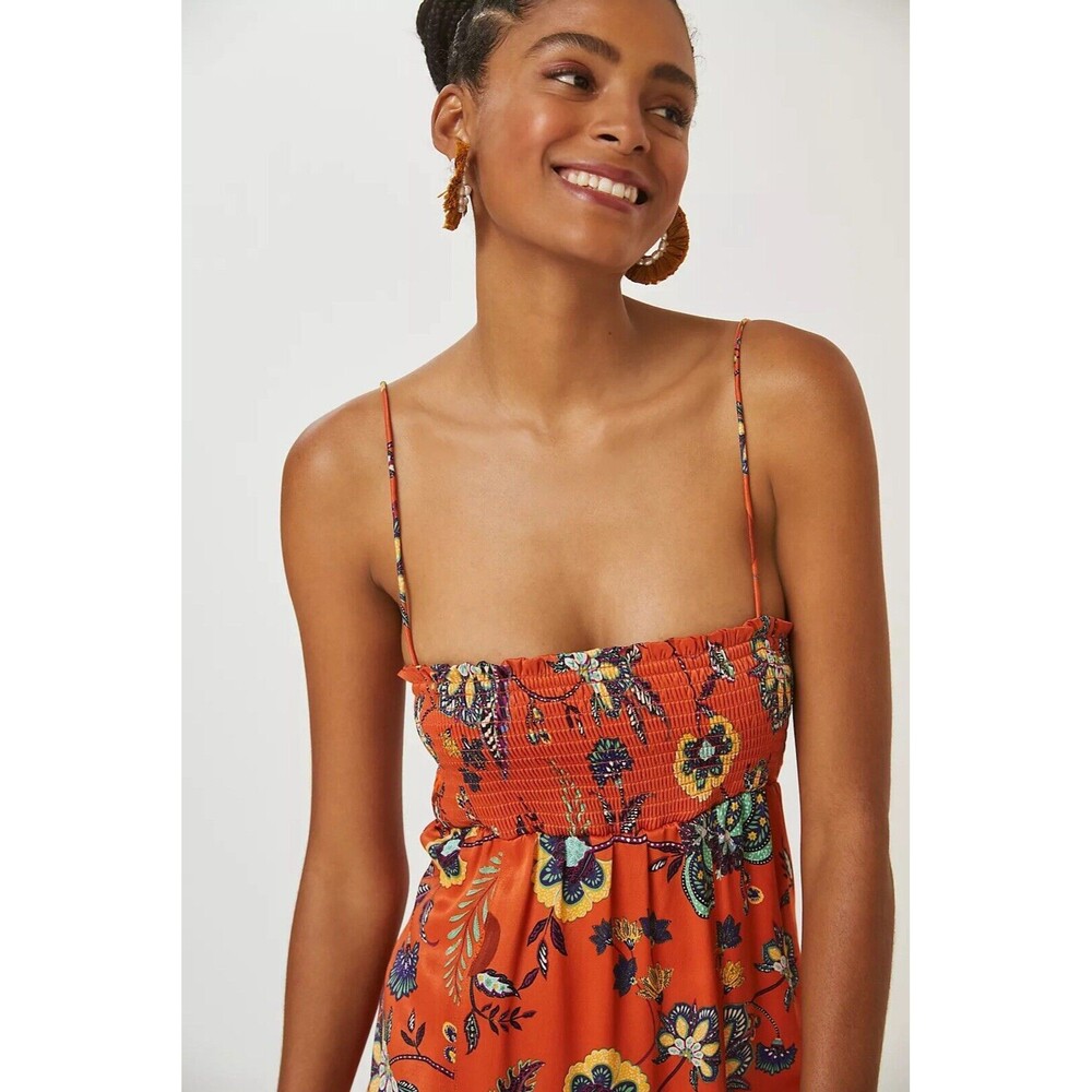 NWT Maeve Multicolor Maxi Dress XL Sleeveless Floral Smocked Cross Back - Picture 9 of 13